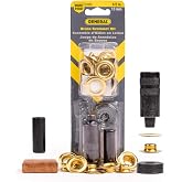General Tools 1/2" Grommet Tool Kit - 12 Solid Brass Grommets for Tarps Repair, Fabric Rings, Reinforcing Canvases, &amp; Canopies