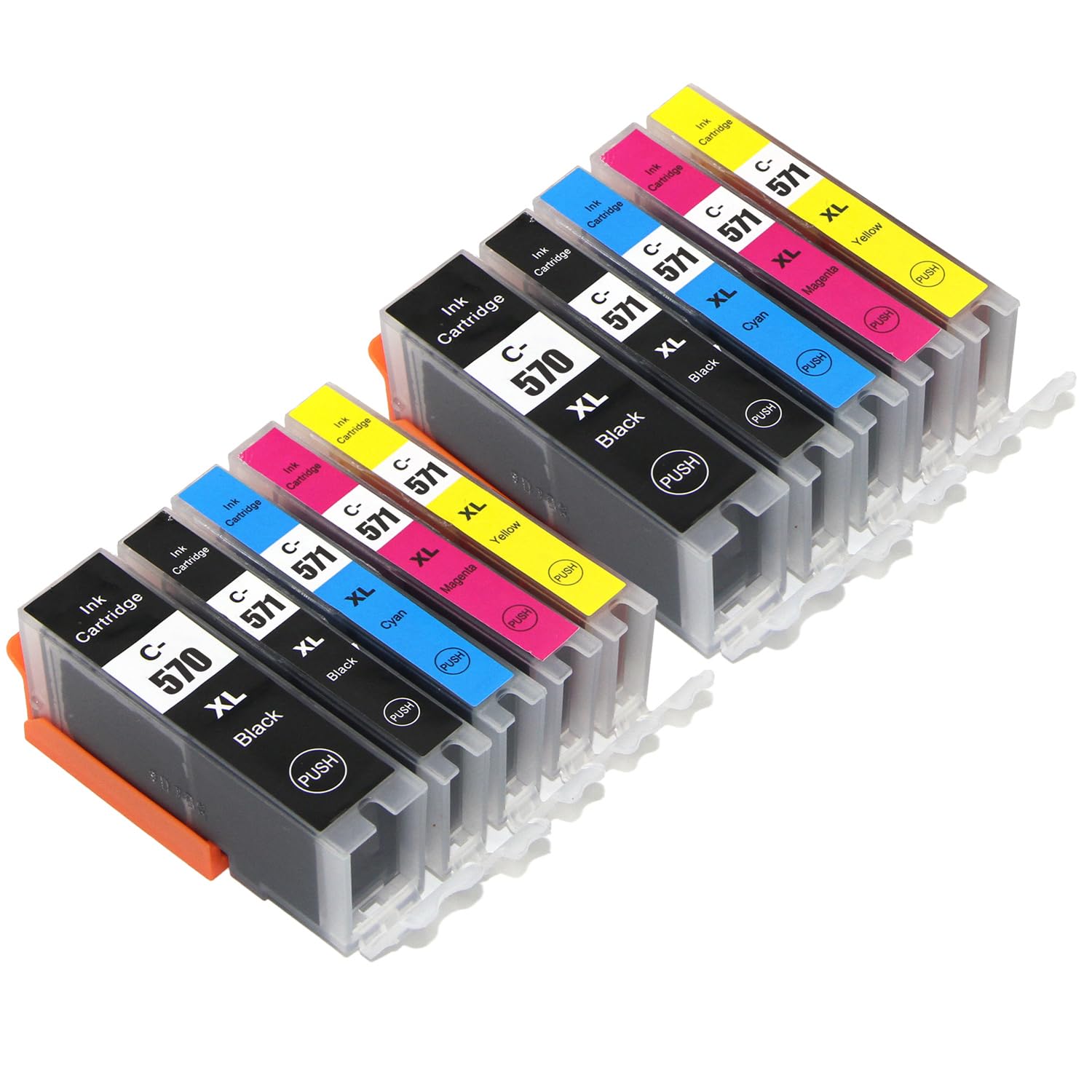 Go Inks Compatible PGI-570XL CLI-571XL Ink Cartridges (Set) - 10 Pack for Canon MG5700 MG5750 MG5752 MG6800 MG6850 MG6853 MG7750 MG7751 TS5050 TS5052 TS5055 TS6050 TS6051 TS8050 TS8052 TS9050 TS9055