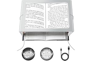 NZQXJXZ Upgrade Magnifying Glass for Reading, 3X Large Lighted Magnifier with 12 LED Lights, 2 Power Supply Modes for Evenly Lit Reading Area, Foldable Magnifier for Hands Free Reading, Low Vision and Seniors