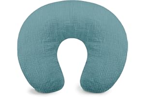 Hooyax Muslin Nursing Pillow Cover, Soft Breathable Feeding Slipcover for Breastfeeding Moms, Stretchy Removable Infant Pillow Cover for Boy and Girls (Blue)