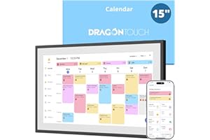 Dragon Touch 15.6" Digital Calendar Chore Chart – 1080P Full HD Interactive Touchscreen, Smart Family Planner, Hearth Display Digital Calendar Wall & Desk Mountable for Seamless Scheduling Black