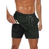 COOFANDY Men's Swim Trunks Bathing Suit with Compression Liner Pockets Quick Dry Swimsuit Beach Board Swim Short Swimwear