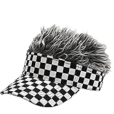 Malaxlx Mens Visor Cap Wig Adjustable Baseball Cap Golf Hats with Fake Hair
