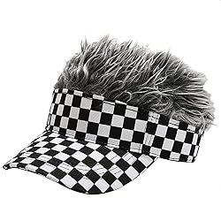 Unisex Checkered Print Sun Visors Hat with Grey