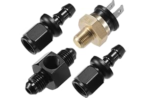 VekAuto Coolant Hose Thermostat Switch Kit, 4AN 180'F on - 165'F Off Transmission Cooler Sensor Fan Oil Cooler Radiator Electric Switch Fitting Universal for Car Truck Metal Black
