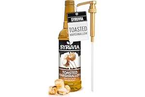 Syruvia Coffee Syrup, Toasted Marshmallow Flavored Syrup for Drinks, Lattes, and Desserts – 25.4 fl oz, With Pump