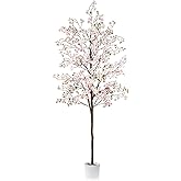 Caxchiling Cherry Blossom Tree 6FT, Artificial Pink Tree Indoor with White Planter, Faux Potted Silk Plant for Home, Office, Wedding, Garden, Party, Hotel Decoration