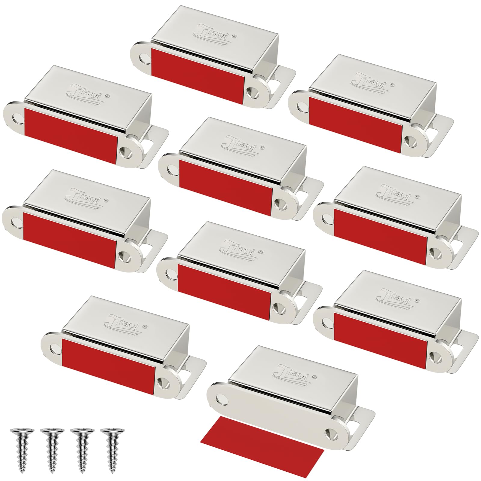 Magnetic Cabinet Door Catches Jiayi 10 Pack Cupboard Door Magnets 14KG Pull Hardware Stainless Steel Magnetic Catch Latches for Kitchen Wardrobe Magnet Door Closers Closet Door Closure