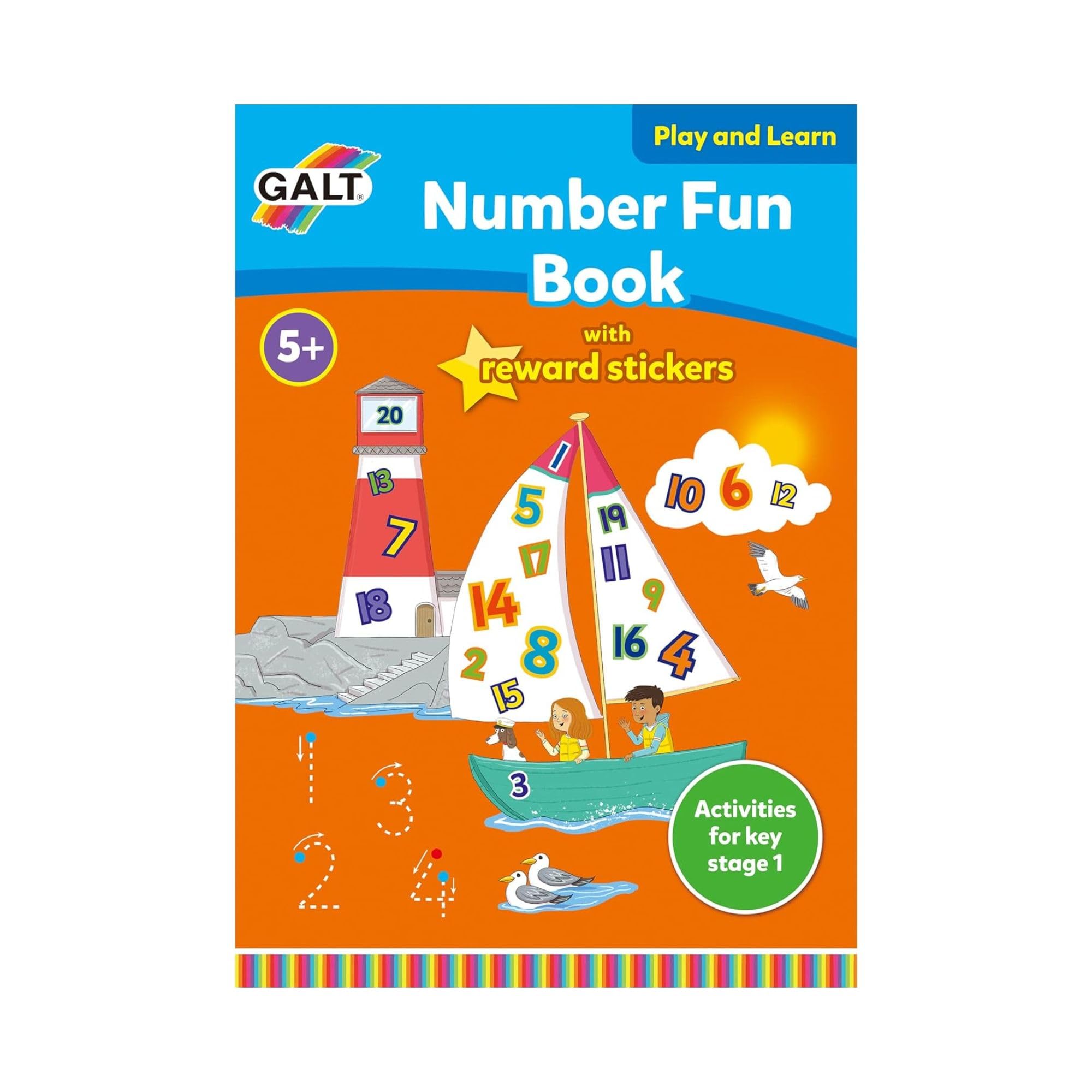 Galt Toys, Play & Learn - Number Fun Book, Home Learning Activity and Sticker Book, Ages 5 Years Plus
