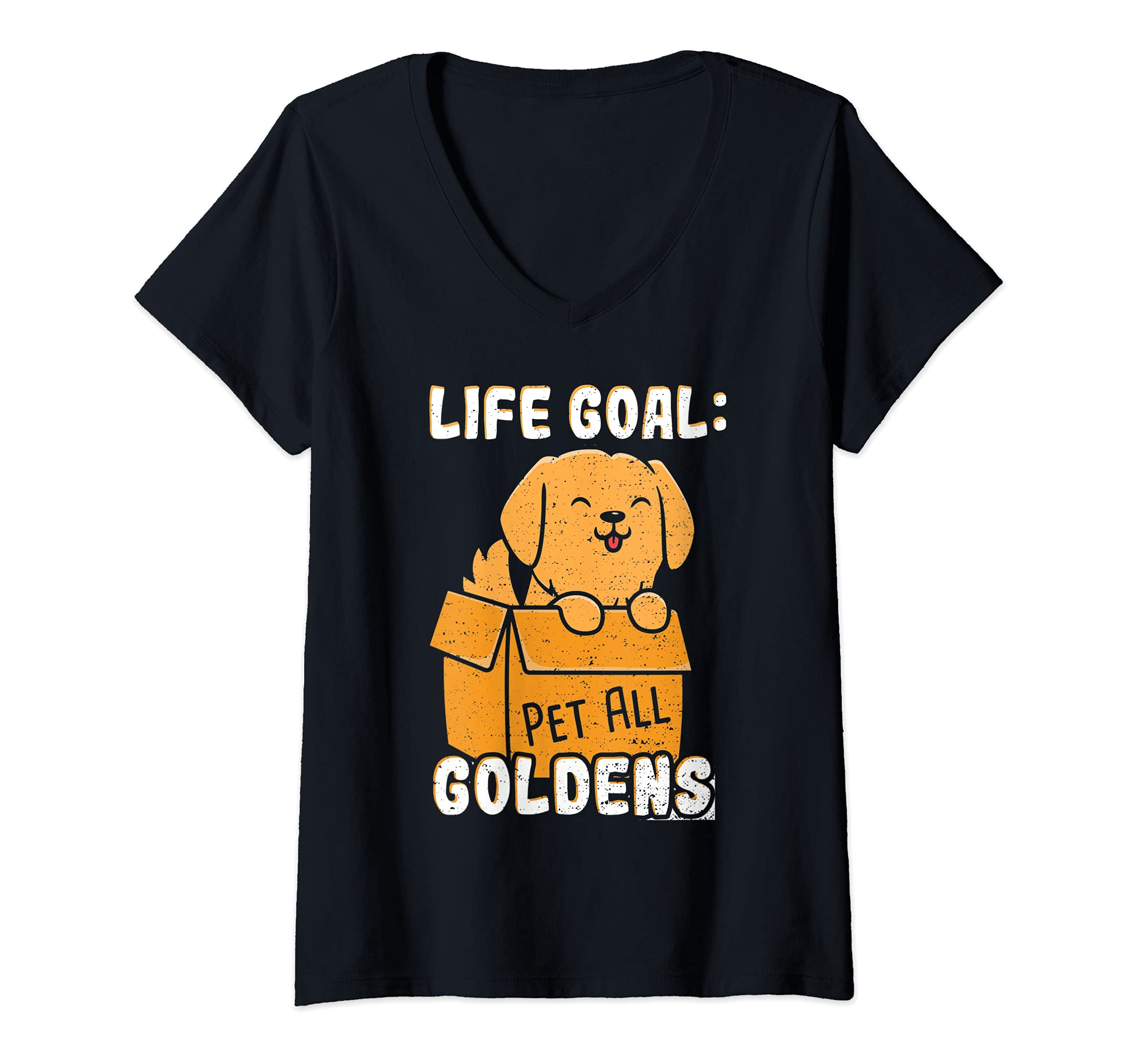 Womens Golden Retriever: Pet All Goldens - Dogs Sayings V-Neck T-Shirt