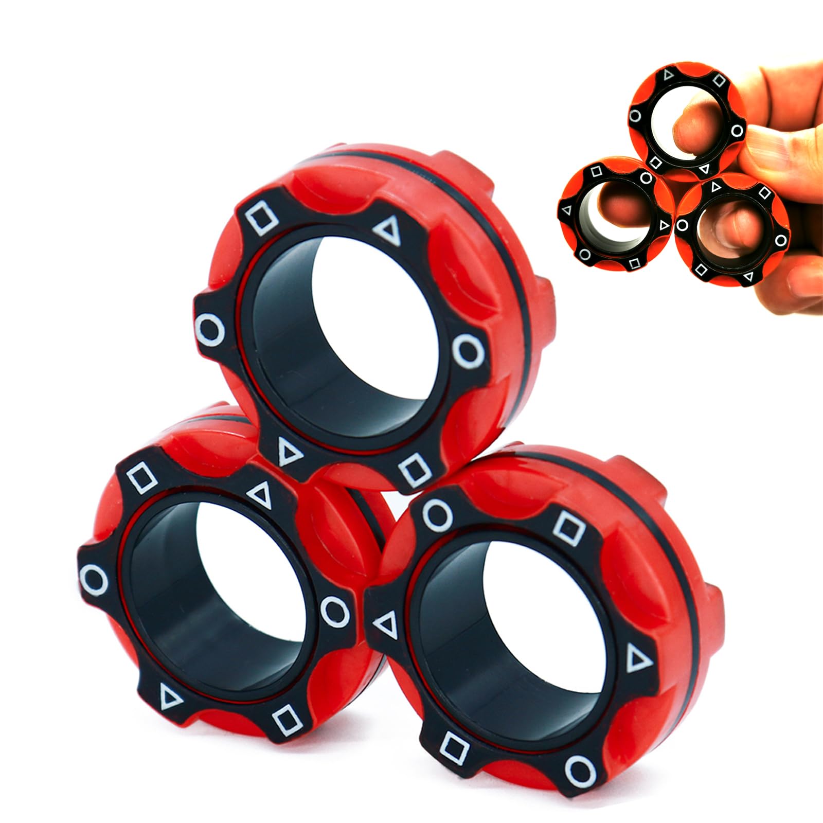 Aionly Magnetic Rings, Finger Spinner Fidget Toys, Stress Relief Toys for Anxiety, Magnetic Fidget Toy For Ages 4-10, Christmas Stocking Filler Gift For Boys Girls 4 5 6 7 8 Years Old (red) — image 1