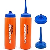 UICE Water Bottle with Straw,1 Liter Easy Squeeze Bottles for Hockey Straight Long Straw Built In Finger Grip,Sports Water Bottle for Football, Lacrosse, Boxing,Fitness-Orange