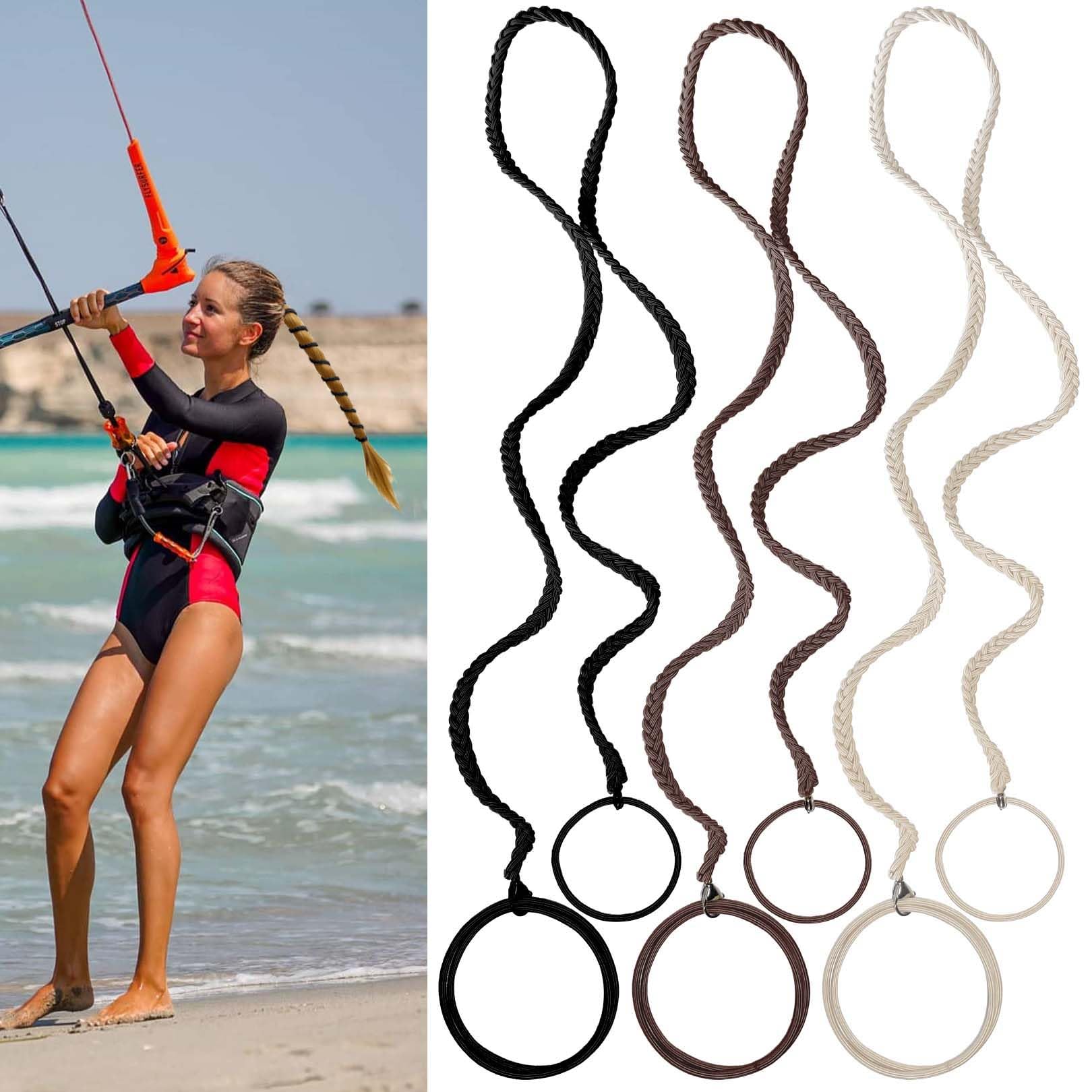Photo 1 of 3 Packs 35" Hair Bands for Thick Curly Hair, Elastic Hair Ties No Damage for Women Girls Strong Long Braided Ponytail Holders Pony Tail Wrap Hair Tie for Sports GYM Pool Beach Swimming Workout