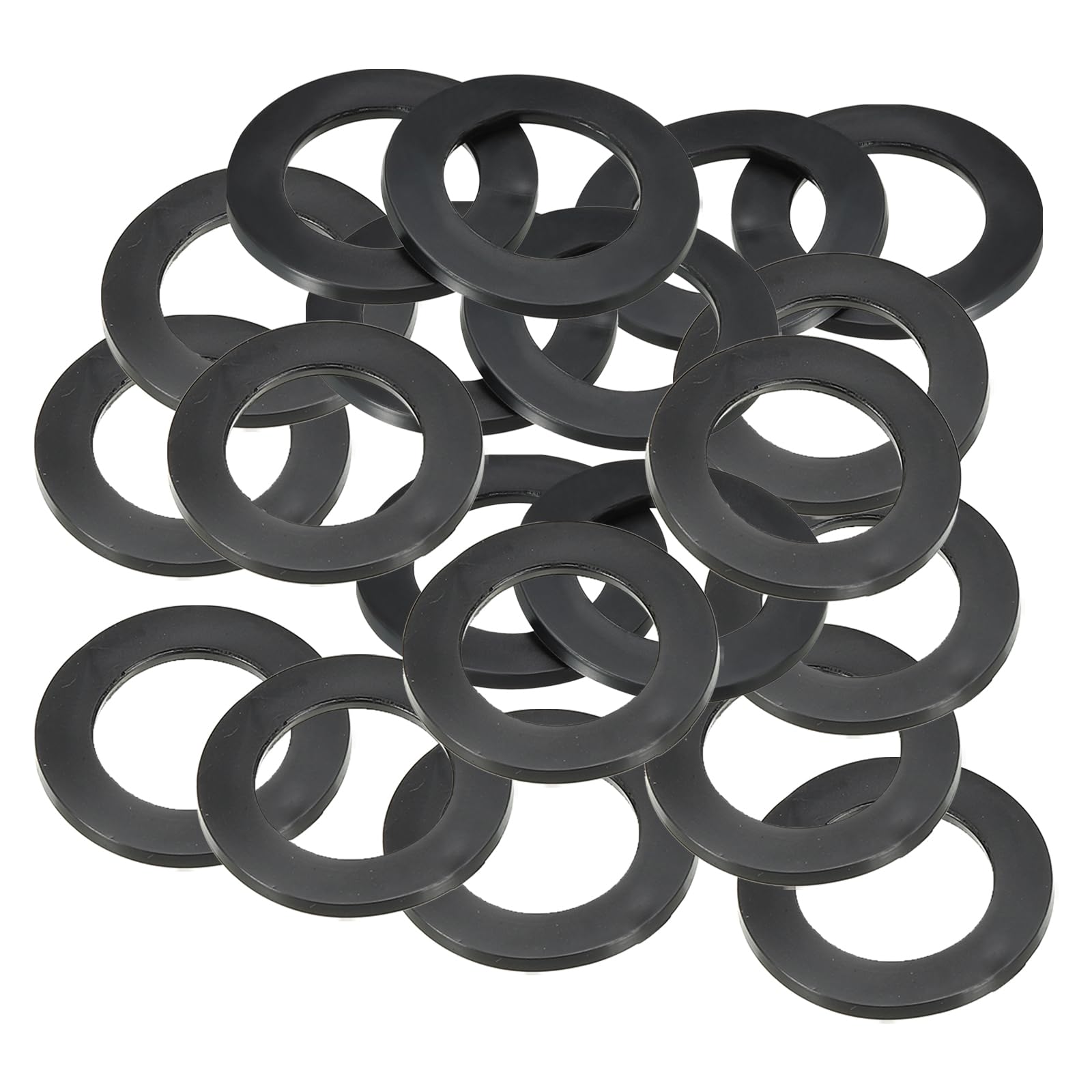 PATIKIL M24 Rubber Flat Washer, 20 Pack 24mm ID 35mm OD 3mm Thick Sealing Spacer Gasket Ring for Faucet Pipe Water Hose Fastener Bolt, Black