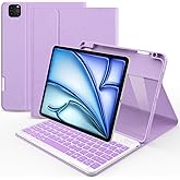 Keyboard Case for iPad Air 11 inch (M3/M2, 2025/2024)/ iPad Pro 11 inch (1st, 2nd, 3rd, 4th Gen)/ iPad Air 5th 4th Generation, 7 Colors Backlit Detachable Wireless Keyboard Cover with Pencil Holder
