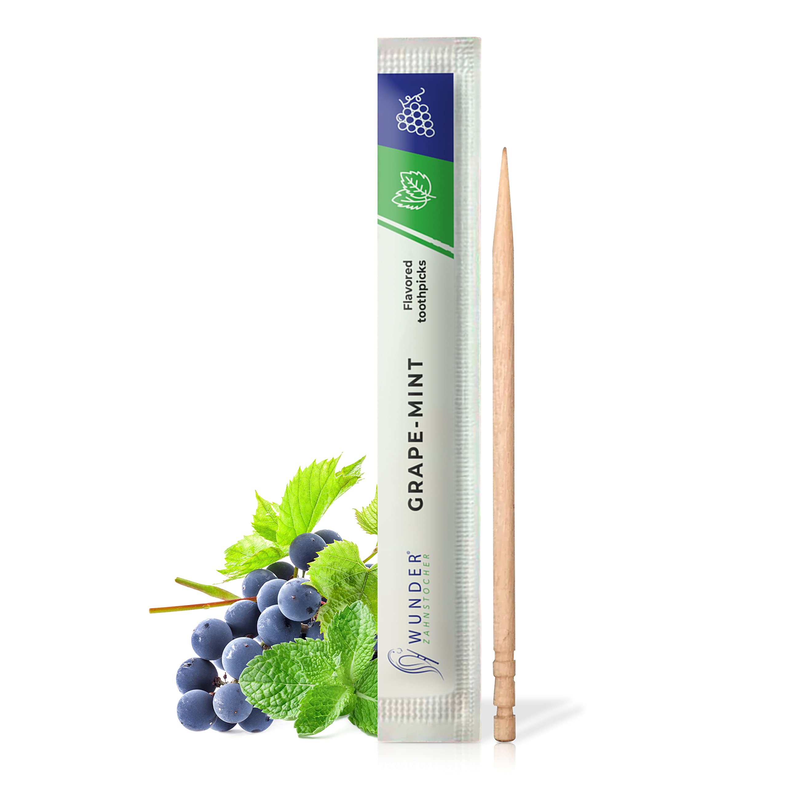 Wonder Flavoured Toothpicks – 200 Individually Wrapped – Grape/Minte, Plastic-Free Gum Alternative, Fresh Breath, Helps Reduce Nail Biting, Sugar-Free, Vegan