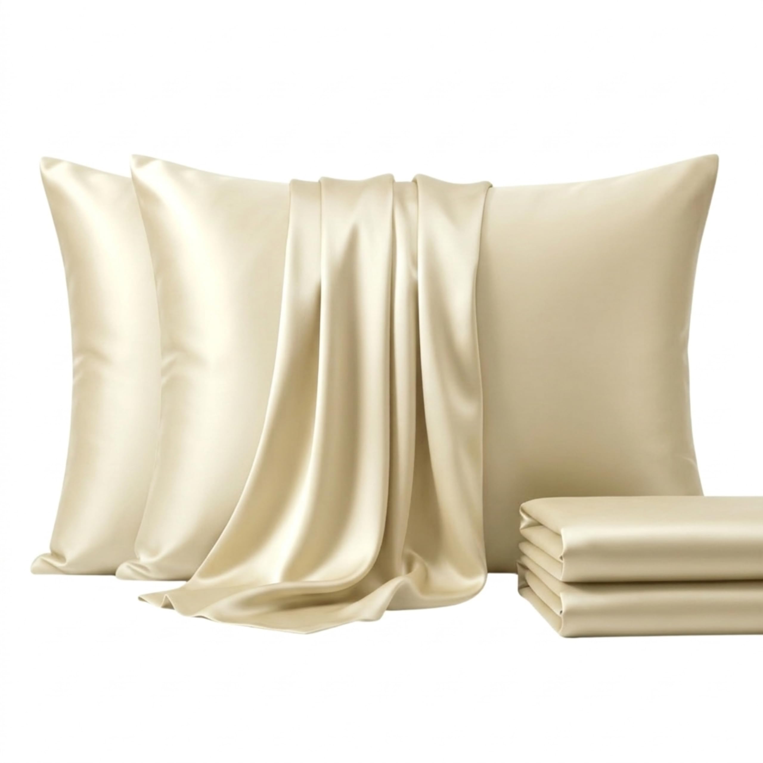 Brit Cotton TC 400 Thread Count Pillowcase with Envelope Closure, Breathable Plain Soft 100% Egyptian Cotton Pillow Covers, 2 Pack (50cmX75cm, Cream)