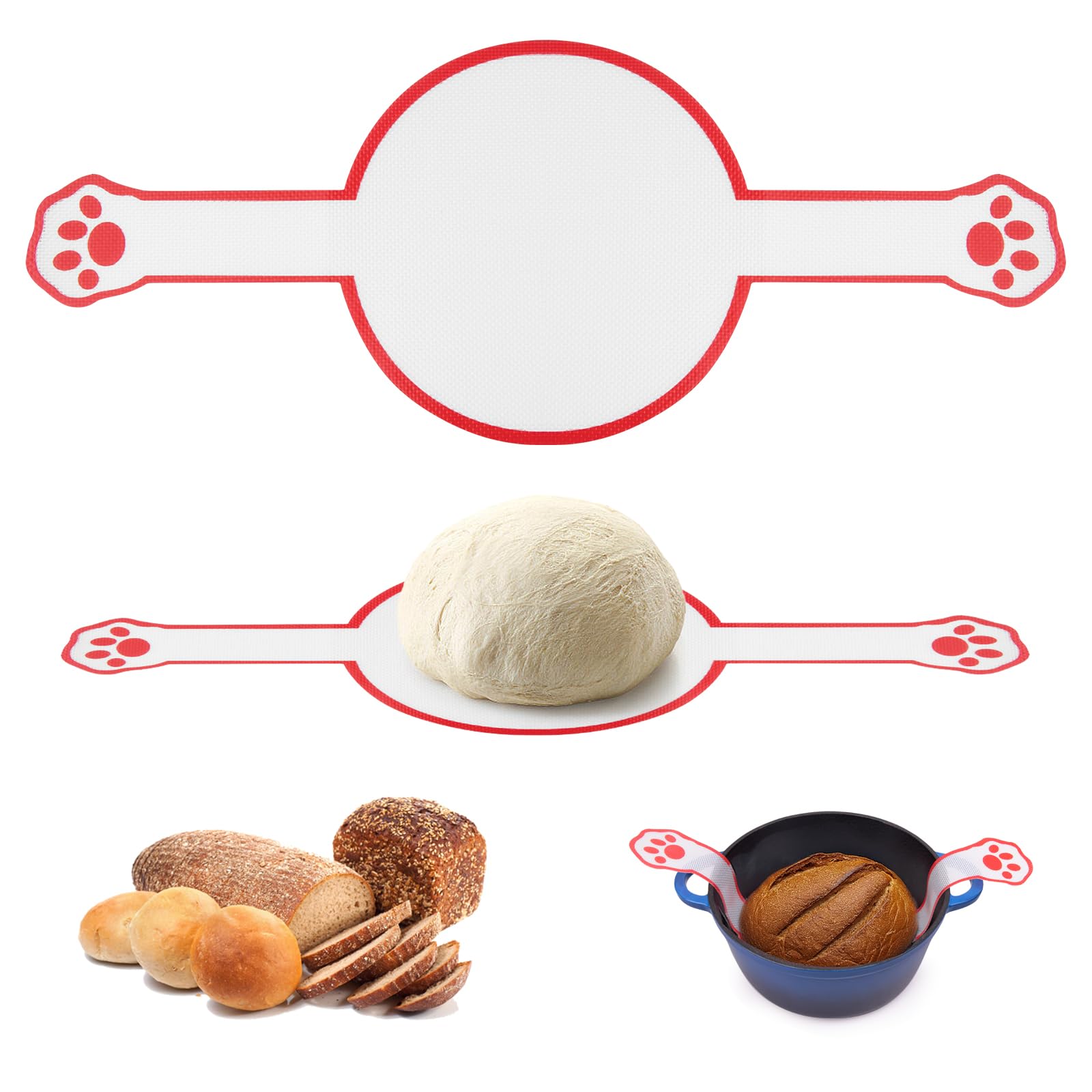 Photo 1 of WURJEEIK Silicone Bread Sling for Dutch Oven Non-Stick Heat Resistant Sourdough Bread Baking Supplies 1 PCS Silicone Mat with Long Handles Cat