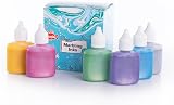Scola Marbling Ink 6 Assorted Metallic Colours 25ml Bottles Marbled Patterns