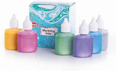 Scola Marbling Ink 6 Assorted Metallic Colours 25ml Bottles Marbled Patterns