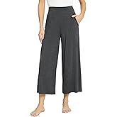 GYS Bamboo Viscose Wide Leg Palazzo Cropped Pants, High Waist Capris Cloud-Soft Pajama Pants with Pockets, Flowy Yoga Pants