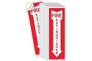 Fire Extinguisher Sign, Safety Sticker Sign, (12 Pack) 4x12 Inches, 6 Mil Vinyl Self Adhesive Durable Decal Stickers, Long La