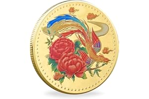 CYOUNG Phoenix Peony Blossom Golden Lucky Coin - Embrace Prosperity and Fortune