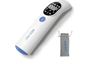 Med-Pat TH-1 Touchless Digital Thermometer - Infrared 1-Second Result - FSA/HSA Eligible - Baby, Kids, Adults - Temperature Fever Alert, HD Color - Forehead & Ear Mode - Auto-Light & Silent Mode