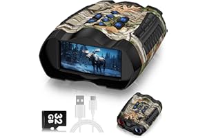 WARMTUYO Night Vision Goggles, Binoculars with 4K Camera, 9 Gear Night Vision, 4000mAh Battery Nightvision, 10X Digital Zoom, 3" HD Display and 32GB TF Card