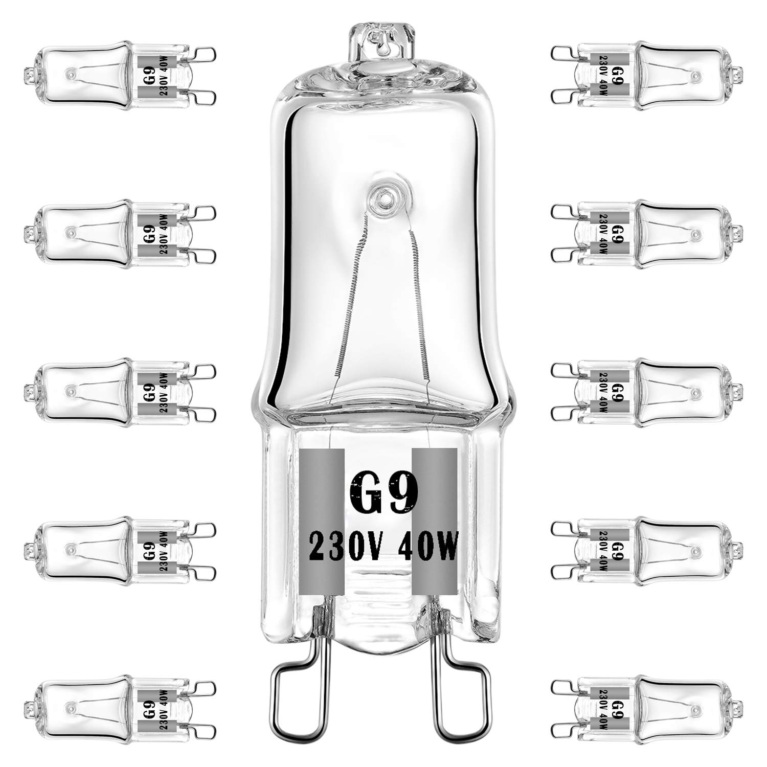 EKSAVE G9 Halogen Bulb 40W 230V 2 Pin Base Replacement Light Bulbs Dimmable Warm White (10 Pack)