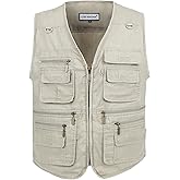 LUSI MADAM Men's Stone Washed Denim Multi-pocketed Fishing Work Outerwear Vest