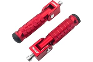 JXPANG Universal Motorcycle Bicycle Folding Passenger Foot Pegs M8 Rearsets Rear Set Footrests Footpeg Foot Rest Peg Pedals For Bike Install Hole 8mm (Red)