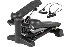 LeikeFitness Mini Stair Stepper for Exercise with Digital Monitor & Resistance Band Home Workout Equipment
