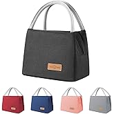 Small Lunch Bag for Women Men Adult, Insulated Lunch Containers Box Bag Waterproof Portable, Reusable Lunch Tote Bags for Work, Outdoor (Black)