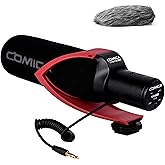 COMICA Camera Microphone CVM-V30 PRO Shotgun Video Microphone with 3.5mm Interface,Interview VideoMic for Canon Nikon Sony Panasonic Fuji Olympus DSLR Camcorder for YouTube Vlogging Facebook(RED)