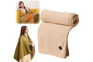 PolishWiz Portable Heated Blanket Shawl Wrap for Women, USB Electric Heating Blanket 60×31 Inch, Rapid Warm Wearable Electric Shawl, Machine Washable Heated Wrap for Neck & Shoulder (Apricot)