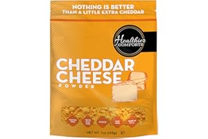 Healthier Comforts Cheddar Cheese Powder (7 oz) | Premium Yellow Cheddar | Batch Tested Gluten Free, Kosher, No Artificial Dyes | Cheesy Goodness for Popcorn, Pasta, Fries, Mac and Cheese | Shelf Stable Seasoning (7 oz)