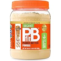 PBfit All-Natural Organic Peanut Butter Powder, Powdered Peanut Spread from Real Roasted Pressed Peanuts, 7g of Protein, 30 O
