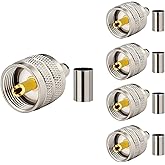 XRDS-RF PL259 Male Crimp Connector 5PCS, UHF Crimp Coax Connector for RG8X/LMR240 Coaxial Cable