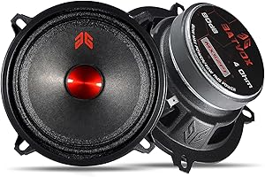 GRTSKY MX52P1 Loudspeaker 5 Inch Midrange 160 Watts 4 Ohms Red Dust Cap, Premium Quality Audio Door Speakers for Car or Truck Stereo Sound System, Black (2 Speakers)