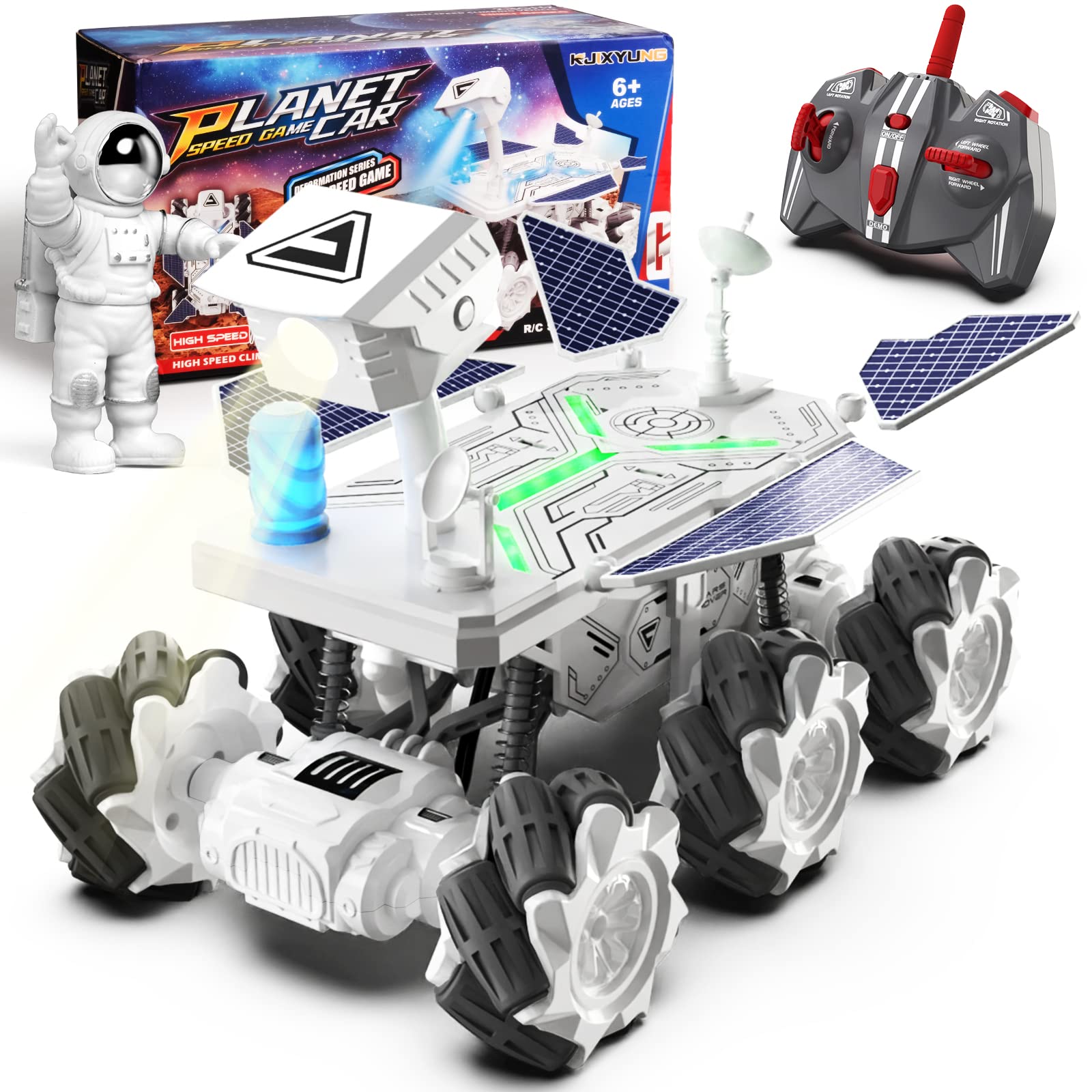 Photo 1 of KJIXYUNG Mars Rover Remote Control Car for Boys 4-7, Space Explorers Toys RC Cars for Boys Age 8-12, Moon Rover with 2.4Ghz Remote Control, Astronaut Model, 6 Laterally Movable Wheels, Rechargeable