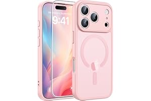 FNTCASE for iPhone 17 Pro Max Case: [Compatible with Magsafe] Translucent Matte Cases with [Full Camera Protection] [Screen Protector] Military Grade Shockproof Protective Phone Cover - Light Pink