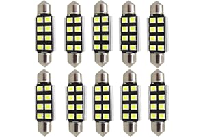 WLJH 578 LED Bulb 211-2 212-2 561 562 41mm 42mm Festoon 8SMD White Canbus Error Free Car Light Interior Dome Map Trunk Cargo Footwell License Plate Lights (Pack of 10)