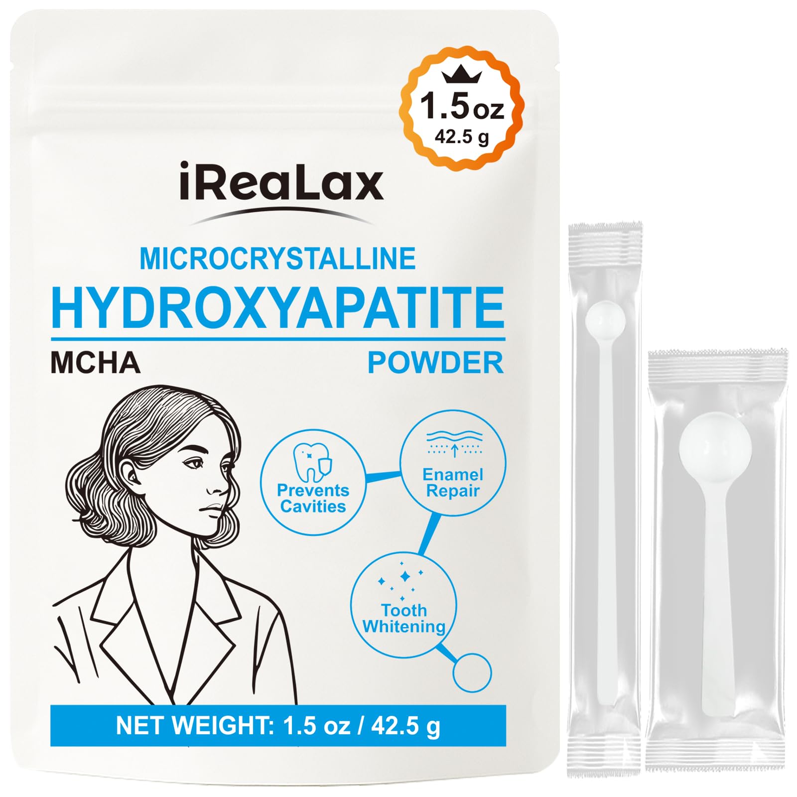 Photo 1 of 100% Pure Microcrystalline Hydroxyapatite Powder 42.5 g (1.5 oz) | Non-Nano MCHA Hydroxyapatite Powder | High-Purity Raw Material Micro hydroxyapatite for DIY Formulations