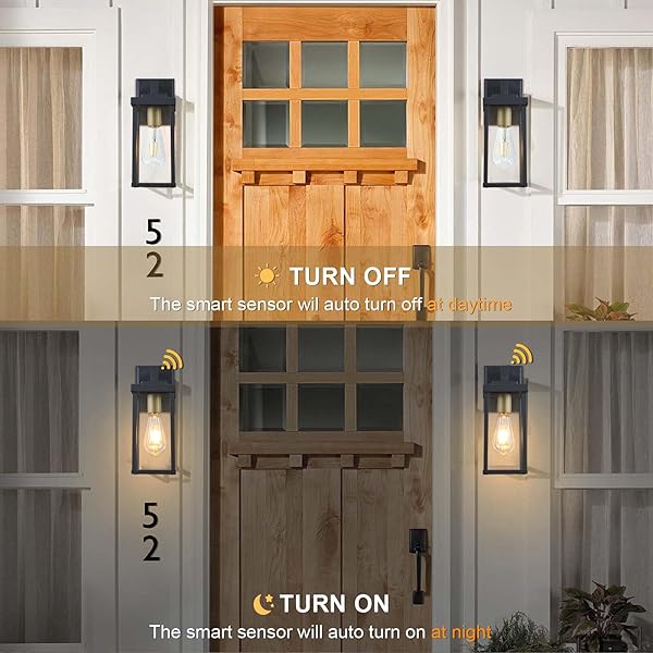 ALVIME LIGHTING HY90037BK DUSK TO DAWN OUTDOOR WALL LIGHT FIXTURE WITH PHOTOCELL SENSOR, BLACK, 4.5-IN X 13-IN, E26 BASE, WEATHER RESISTANT ALUMINUM