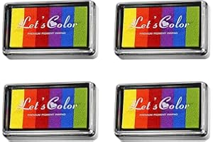 Sealhuan Rainbow Ink Pad, 4Pcs Craft Ink Pad Kids Accessories Finger Palm Ink Stamps DIY Graffiti Inkpad Kids Inkpad for Children Girls
