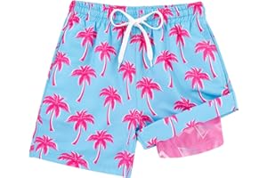 Cozople 7-20T Boys Swim Trunks with Compression Liner Big Boys Quick Dry Bathing Suit Stretch 2 in 1 Beach Swimming Shorts