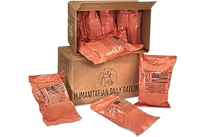 AMMO CAN MAN Humanitarian Daily Ration MRE Case – 5 US FEMA Emergency rations MRE Varieties - Low Sodium Pre cooked w/Entree, Side Dishes for Hunting, Camping & More, 10 pack, Inspection Date 1/2024 or Better.