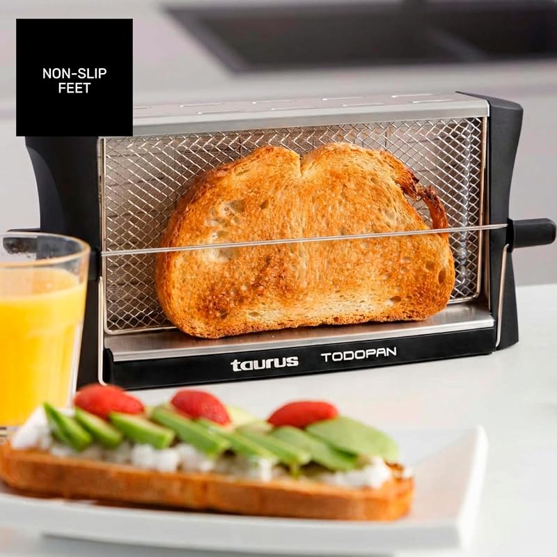 - Tostadora Horizontal 700W, Todo Tipo de Pan, Doble Área Tostado