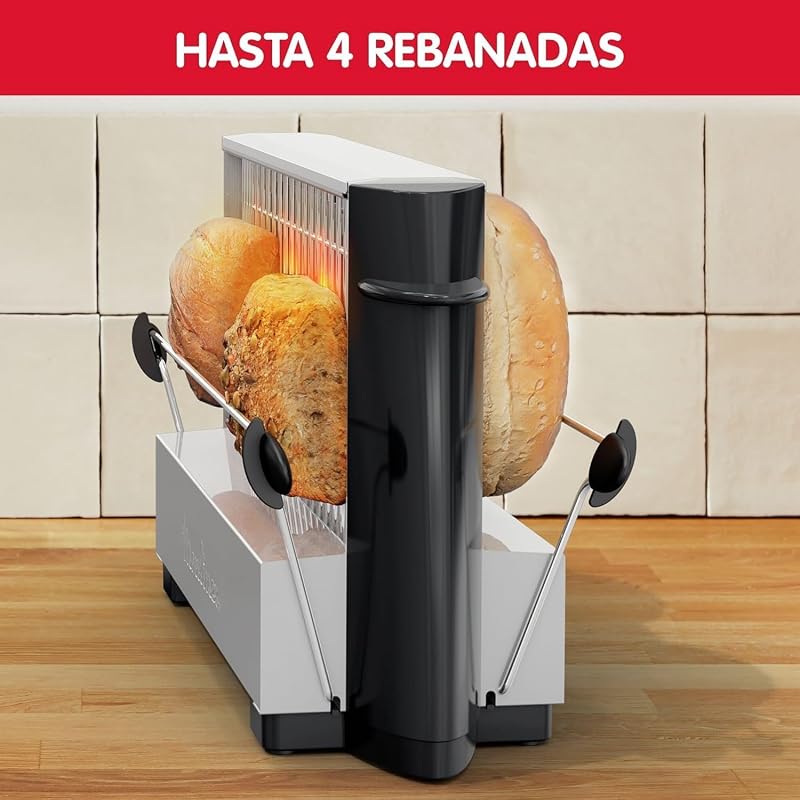 Multipan, Tostador Clásico, Para 4 Rebanadas, Inox y negro